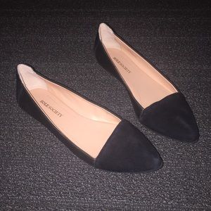 Sole Society Janette Pointed Leather Black Flats